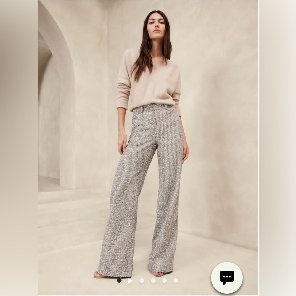 BANANA REPUBLIC COLETA TINSEL TWEED WIDE-LEG PANT SZ 10 REG